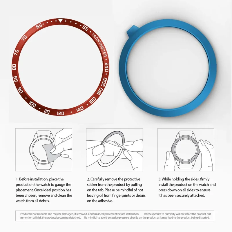 Anti Scratch Metal Smartwatch Dial Bezel Ring [E Type] for Samsung Galaxy Watch3 41mm - Red/White Letters