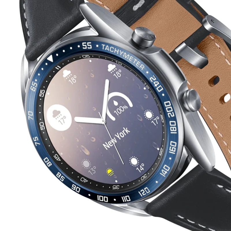 Anti Scratch Metal Smartwatch Dial Bezel Ring [E Type] for Samsung Galaxy Watch3 41mm - Blue/White Letters