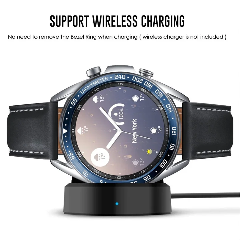 Anti Scratch Metal Smartwatch Dial Bezel Ring [E Type] for Samsung Galaxy Watch3 41mm - Blue/White Letters