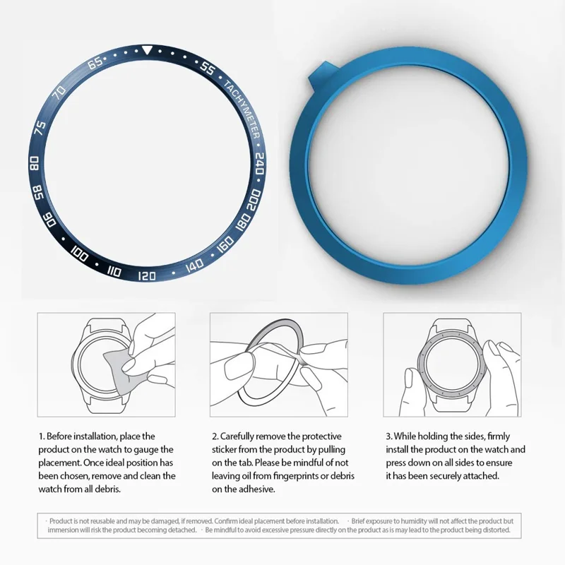 Anti Scratch Metal Smartwatch Dial Bezel Ring [E Type] for Samsung Galaxy Watch3 41mm - Blue/White Letters