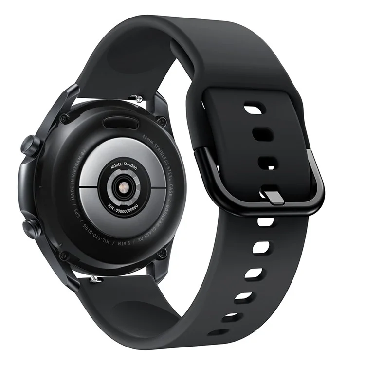 Silikon-Armband mit Metallschnalle für Samsung Galaxy Watch3 45mm - Schwarz