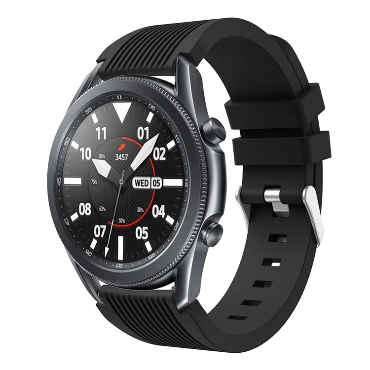 Pingestreiftes Silikonarmband für die Samsung Galaxy Watch3 45mm - Schwarz