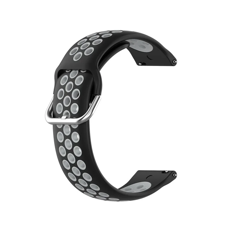 Bicolor silicone watch band R850 20mm for Samsung Galaxy Watch3 41mm - Black / Grey