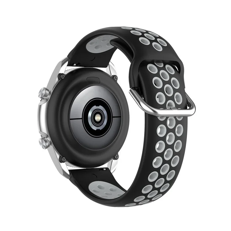 Bicolor silicone watch band R850 20mm for Samsung Galaxy Watch3 41mm - Black / Grey