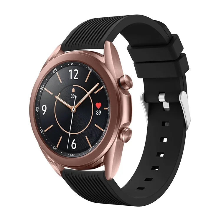 Banda de Reloj Inteligente de Silicona Rayada Para Samsung Galaxy Watch3 41 mm - Negro