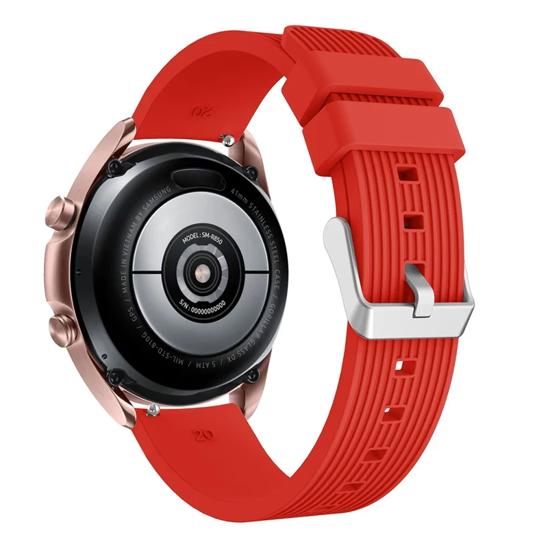 Pinstriped Silicone Smart Watch Band for Samsung Galaxy Watch3 41mm - Red