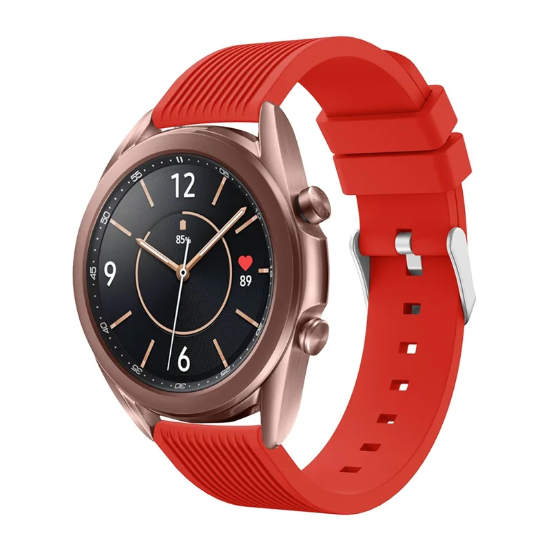 Pinstriped Silicone Smart Watch Band for Samsung Galaxy Watch3 41mm - Red