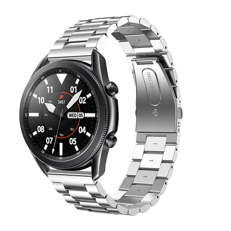Para Samsung Galaxy Watch3 45mm Acero Inoxidable Smart Watch Band Reemplazo de Correa con Hebilla Plegable - Plata