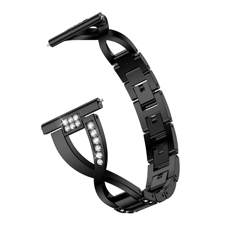 Браслет для умных часов Samsung Galaxy Watch3 41 мм из нержавеющей стали с декором из страз в форме X - Черный