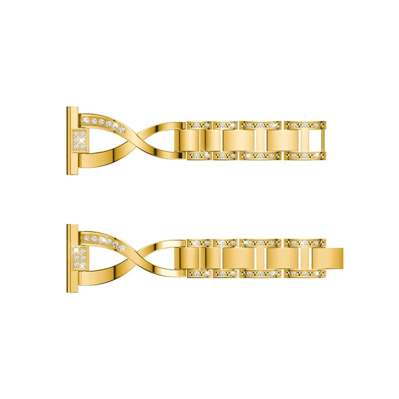 X-Shape Rhinestone Decor Stainless Steel Smart Watch Strap for Samsung Galaxy Watch3 45mm - Gold