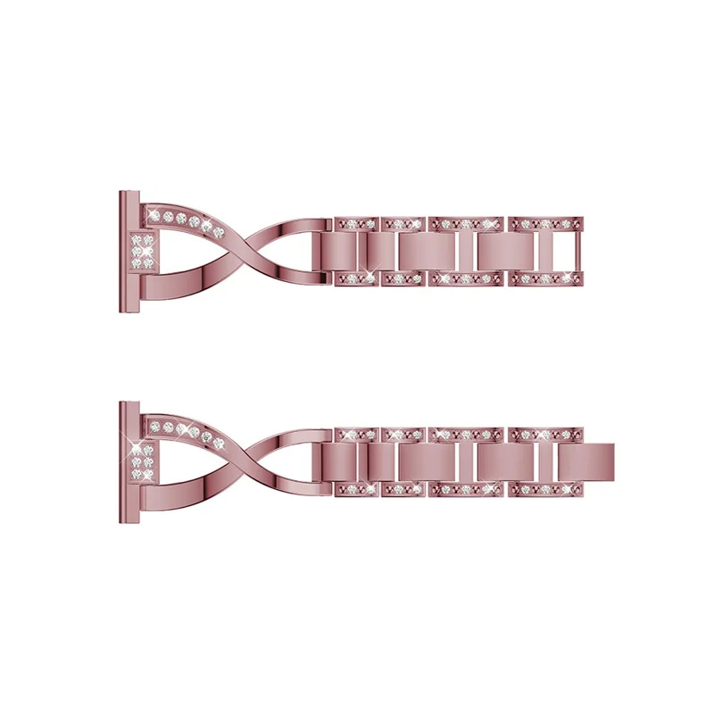 X-Shape Rhinestone Decor Stainless Steel Smart Watch Strap for Samsung Galaxy Watch3 45mm - Pink
