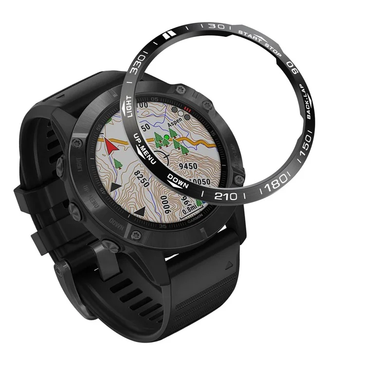 Índice Anillo de Acero Inoxidable Anillo de Bisel del Reloj (Estilo A) para Garmin Fenix 6X - Negro