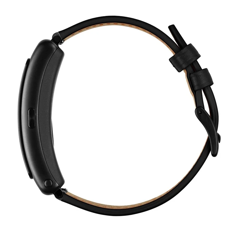16mm Top Layer Cowhide Leather Watch Band Strap for Huawei TalkBand B3/B6 - Black