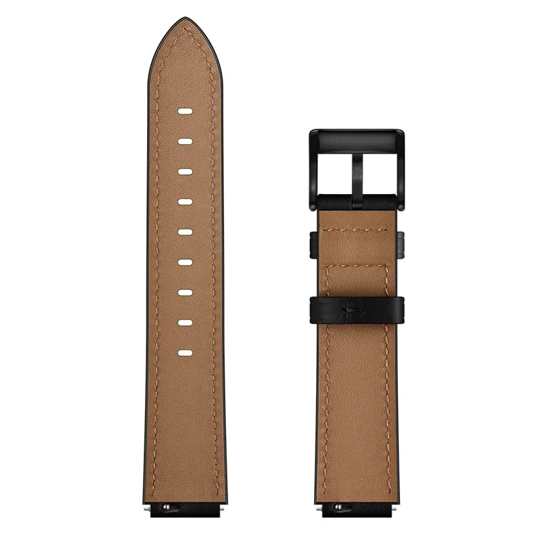 16mm Top Layer Cowhide Leather Watch Band Strap for Huawei TalkBand B3/B6 - Black