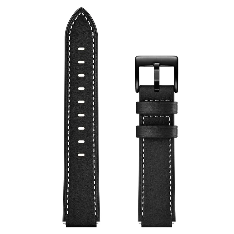16mm Top Layer Cowhide Leather Watch Band Strap for Huawei TalkBand B3/B6 - Black