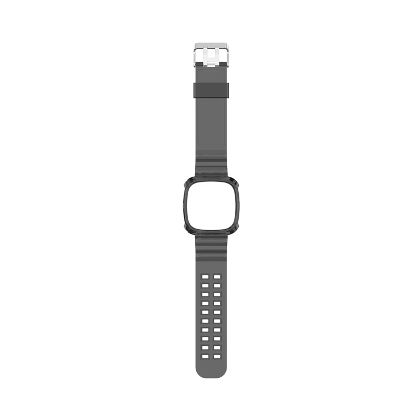 22.5mm Transparent Silicone Smart Watch Strap Universal for Fitbit Versa 3/Sense - Transparent Black