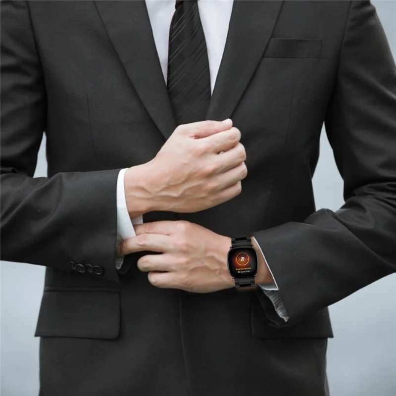 For Fitbit Versa 3/Fitbit Sense 22.5mm Stainless Steel Watch Band Replacement Wrist Strap - Black