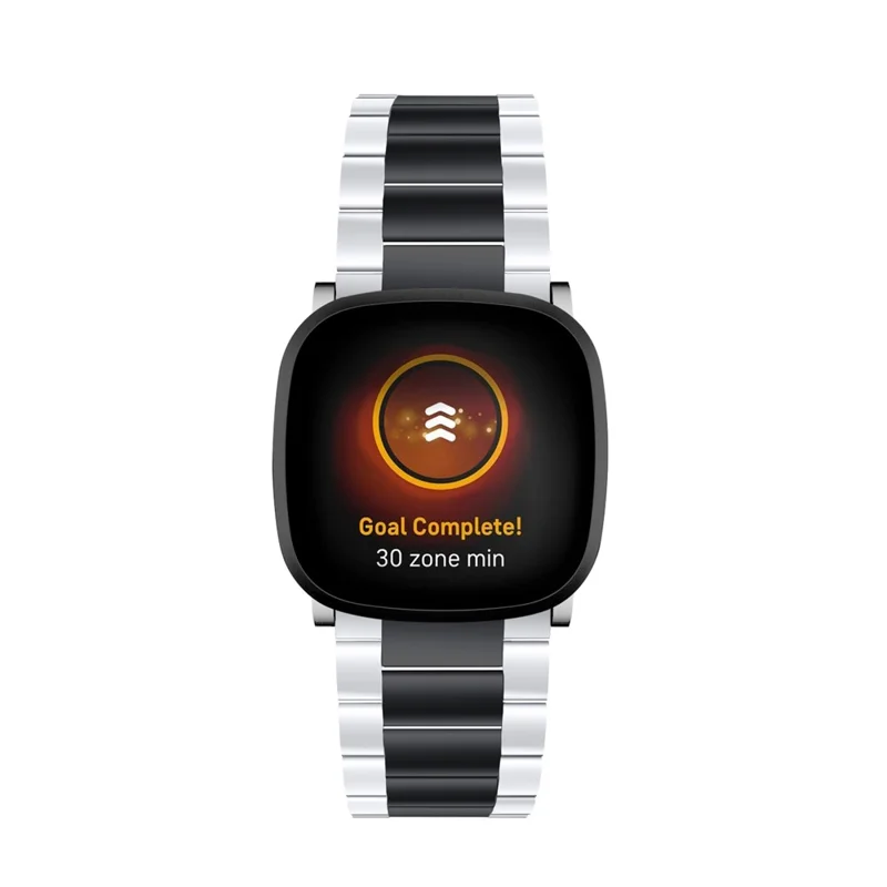 22.5mm Stainless Steel Watch Band for Fitbit Versa 3/Fitbit Sense - Silver/Black/Silver