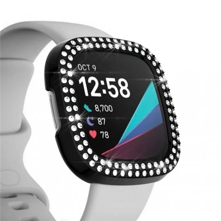 Cubierta de Reloj TPU de Decoración de Dhinbo de Doble Fila Para Fitbit Versa 3/Sense - Negro