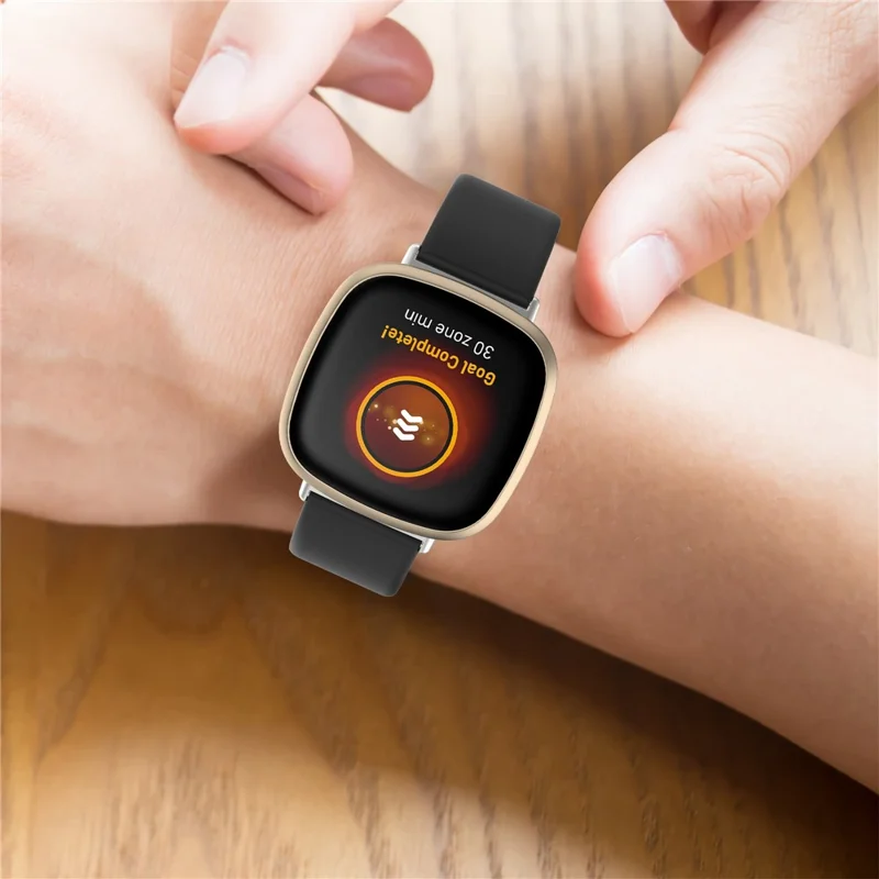 22.5mm Leather Watch Band Strap for Fitbit Versa 3 / Sense - Black