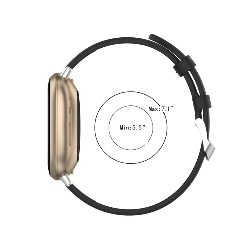 22.5mm Leather Watch Band Strap for Fitbit Versa 3 / Sense - Black