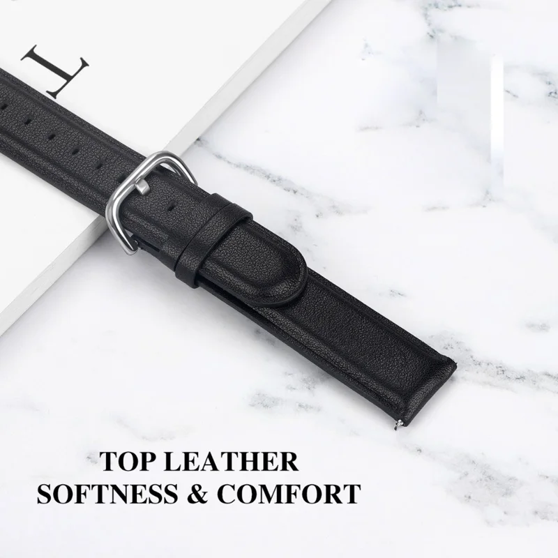 Pure Color Genuine Leather Watch Band for Fitbit Versa 3 - Black