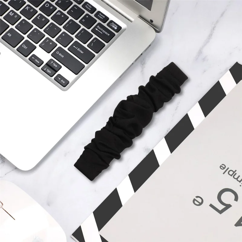 Hair Band Printed Fabric Watch Band for Fitbit Versa 3/Sense - Black