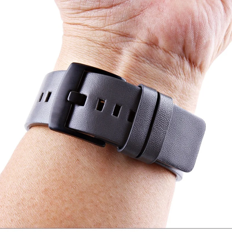 24mm Genuine Leather Watch Replacement Strap for Sony Smartwatch 2 SW2/Suunto Traverse/Seiko SUN059 etc. - Grey