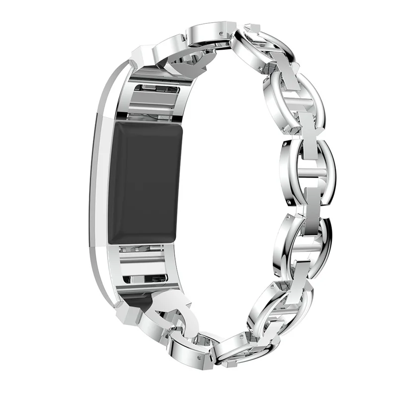 Rhinestone Decor Stainless Steel Smart Watch Band for Fitbit Charge 2 - Silver