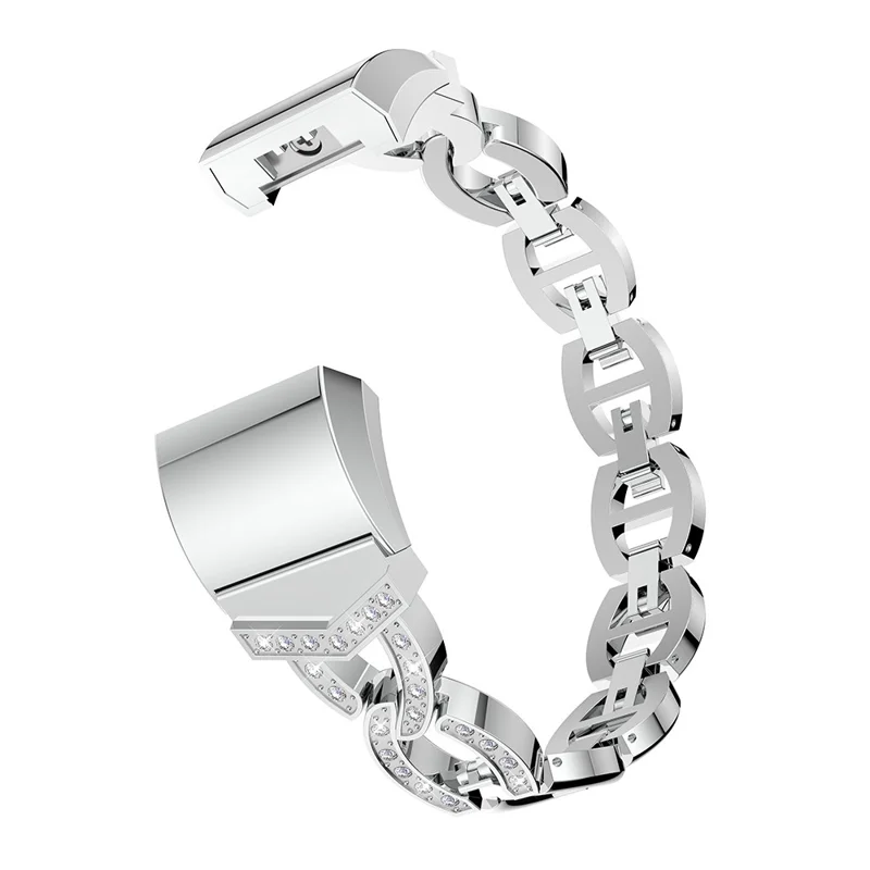Rhinestone Decor Stainless Steel Smart Watch Band for Fitbit Charge 2 - Silver