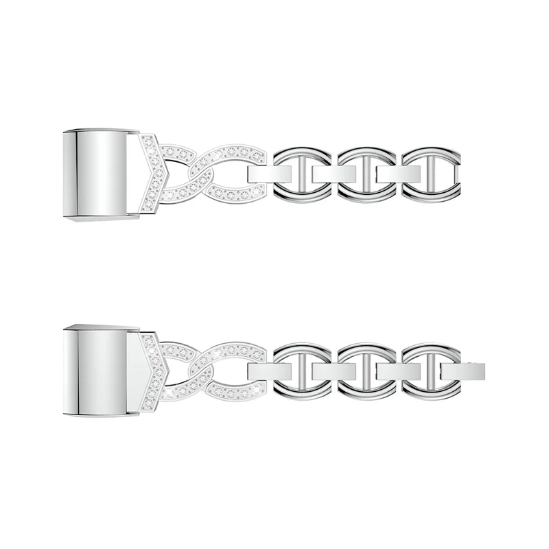 Rhinestone Decor Stainless Steel Smart Watch Band for Fitbit Charge 2 - Silver