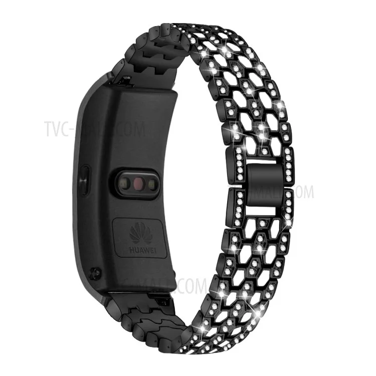 Cinturino in Metallo Smart Watch per Huawei TalkBand B5 con Decorazione in Strass - Nero/Bianco