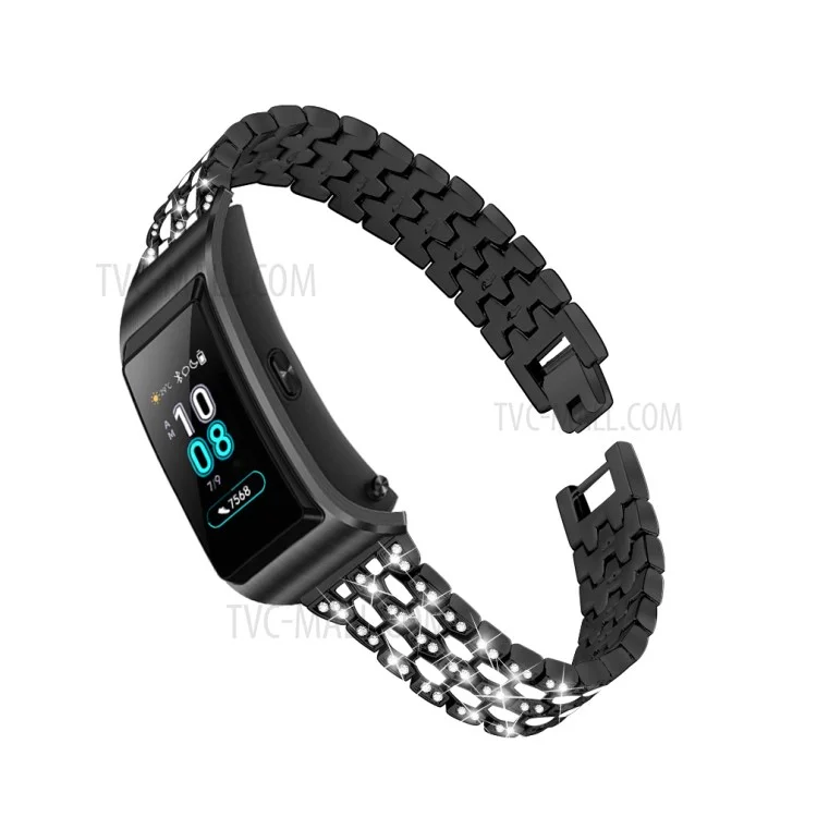 Cinturino in Metallo Smart Watch per Huawei TalkBand B5 con Decorazione in Strass - Nero/Bianco