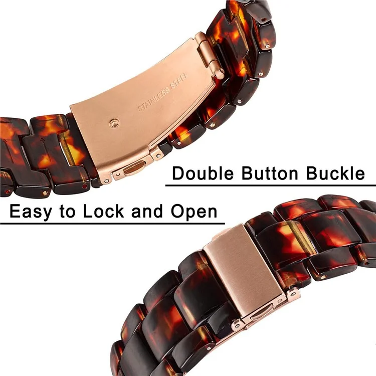 22mm Resin Replacement Watch Band for Huawei Watch GT/GT2/GT2e 46mm etc. - Tortoise-tone
