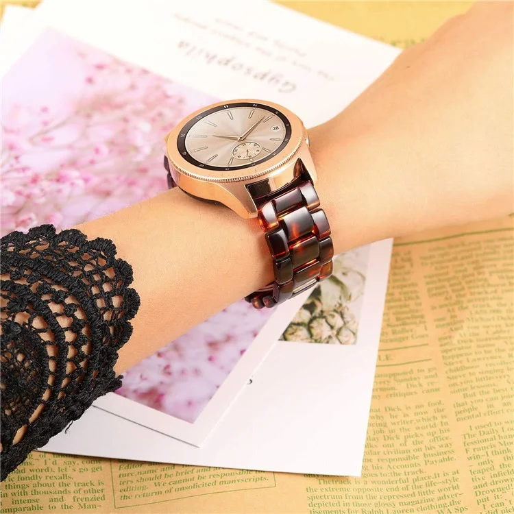 22mm Resin Replacement Watch Band for Huawei Watch GT/GT2/GT2e 46mm etc. - Tortoise-tone