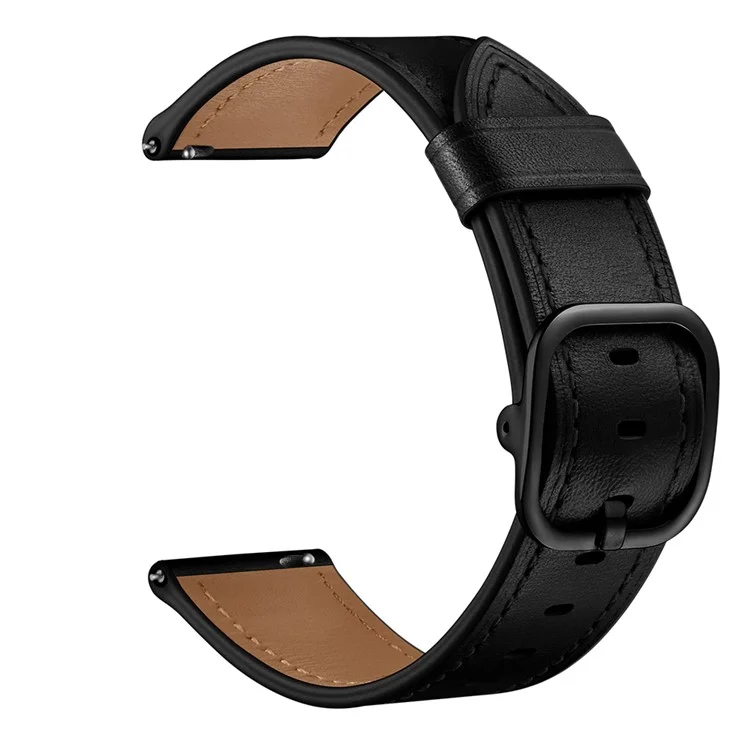 Bracelet de montre en cuir véritable de 22 mm de remplacement pour Huawei Watch GT2e/ Samsung Galaxy Watch3 45 mm, etc. - Noir