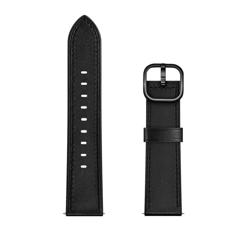 22mm Genuine Leather Watch Band Replacement for Huawei Watch GT2e/ Samsung Galaxy Watch3 45mm etc. - Black