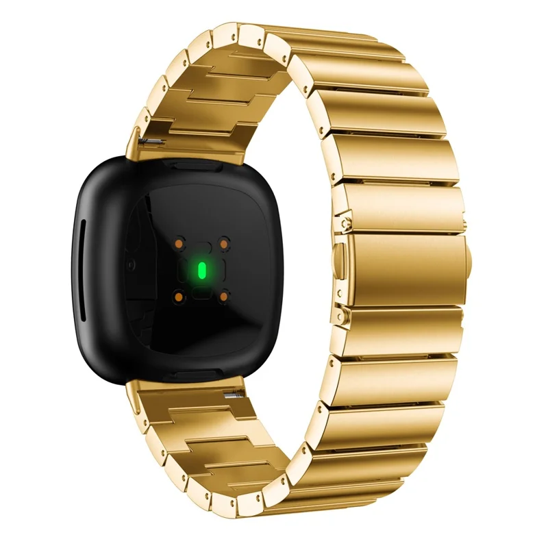 Single Row Stainless Steel Smart Watch Band Replacement for Fitbit Versa 3 - Gold