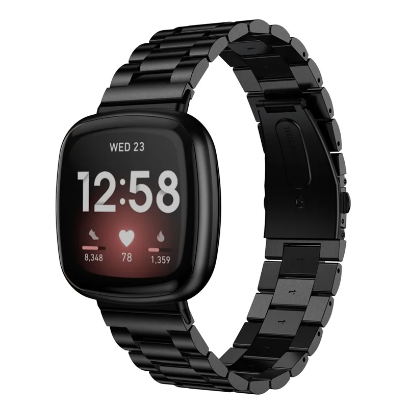 Cinturino per Smartwatch in Acciaio Inossidabile di Ricambio per Fitbit Versa 3 - Nero