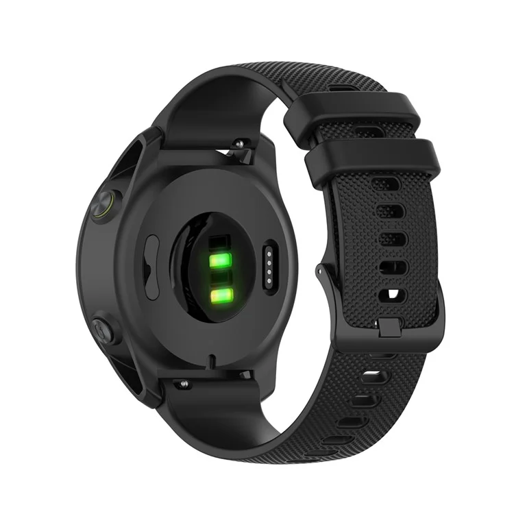 Grid Texture Silicone Replace Watch Band 22mm for Garmin Forerunner 745 - Black