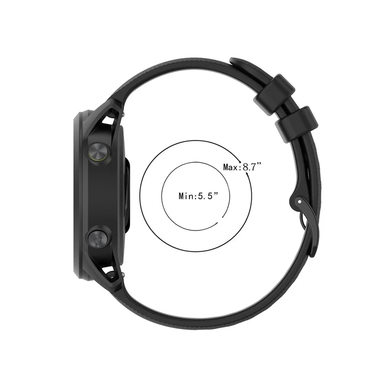 Grid Texture Silicone Replace Watch Band 22mm for Garmin Forerunner 745 - Black