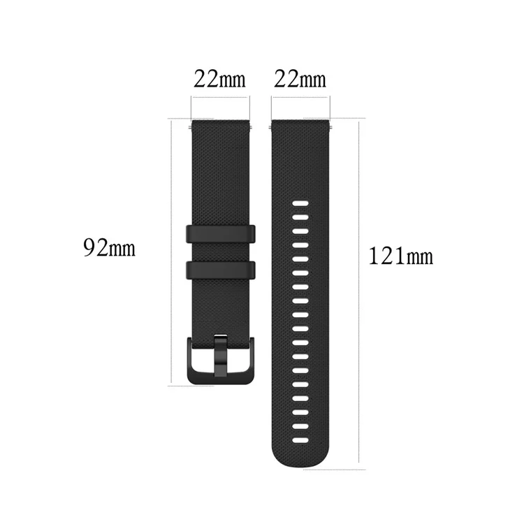 Grid Texture Silicone Replace Watch Band 22mm for Garmin Forerunner 745 - Black