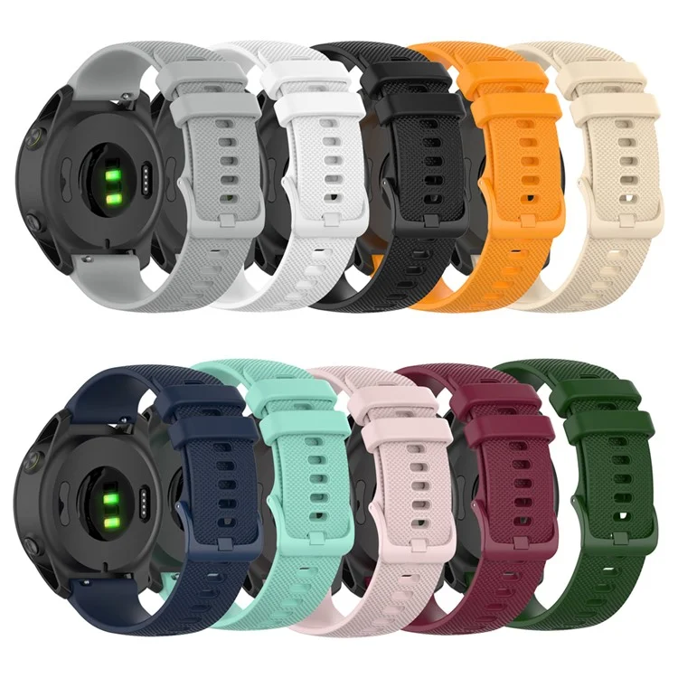 Grid Texture Silicone Replace Watch Band 22mm for Garmin Forerunner 745 - Black