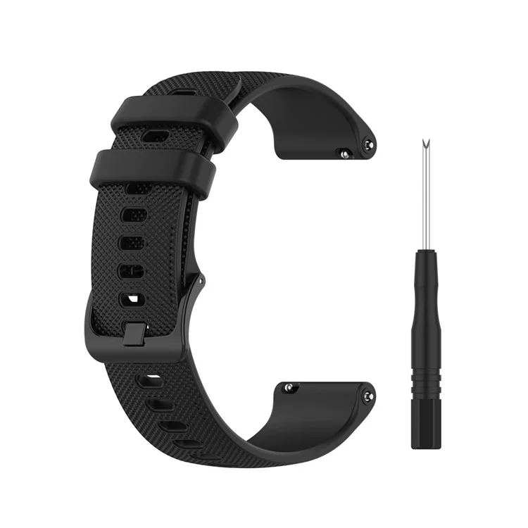 Grid Texture Silicone Replace Watch Band 22mm for Garmin Forerunner 745 - Black