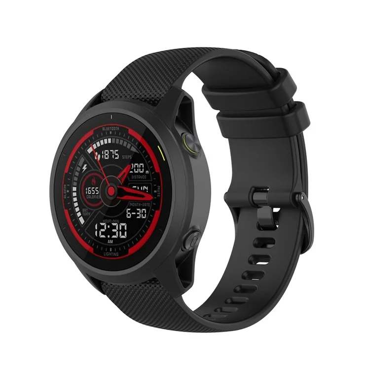 Grid Texture Silicone Replace Watch Band 22mm for Garmin Forerunner 745 - Black