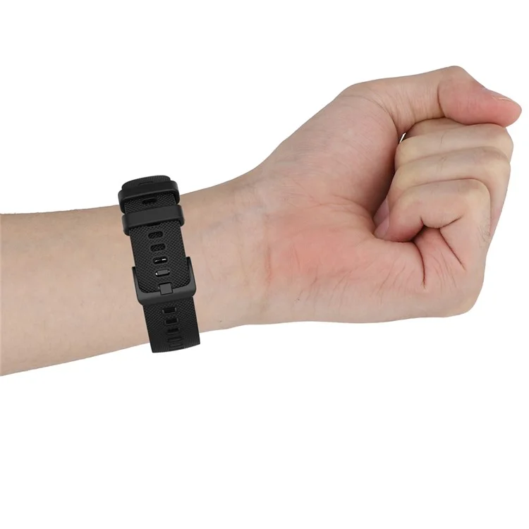 Grid Texture Silicone Replace Watch Band 22mm for Garmin Forerunner 745 - Black