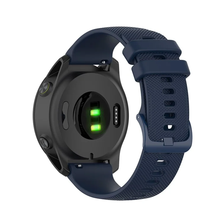 Grid Texture Silicone Replace Watch Band 22mm for Garmin Forerunner 745 - Navy Blue