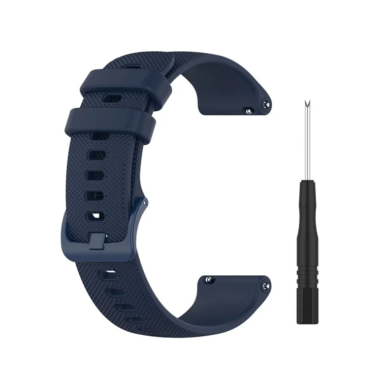 Grid Texture Silicone Replace Watch Band 22mm for Garmin Forerunner 745 - Navy Blue