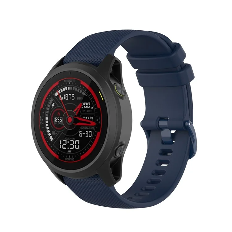 Grid Texture Silicone Replace Watch Band 22mm for Garmin Forerunner 745 - Navy Blue