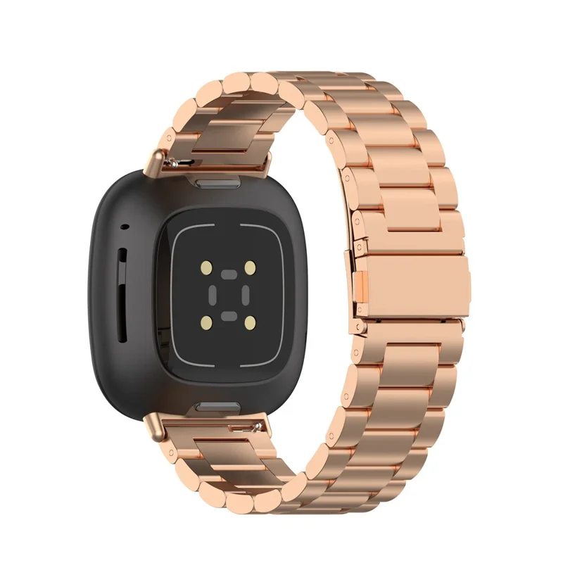 Edelstahl-Dreifach-Schnallenkette für Fitbit Versa 3/Sense, Ersatzarmband - Roségold